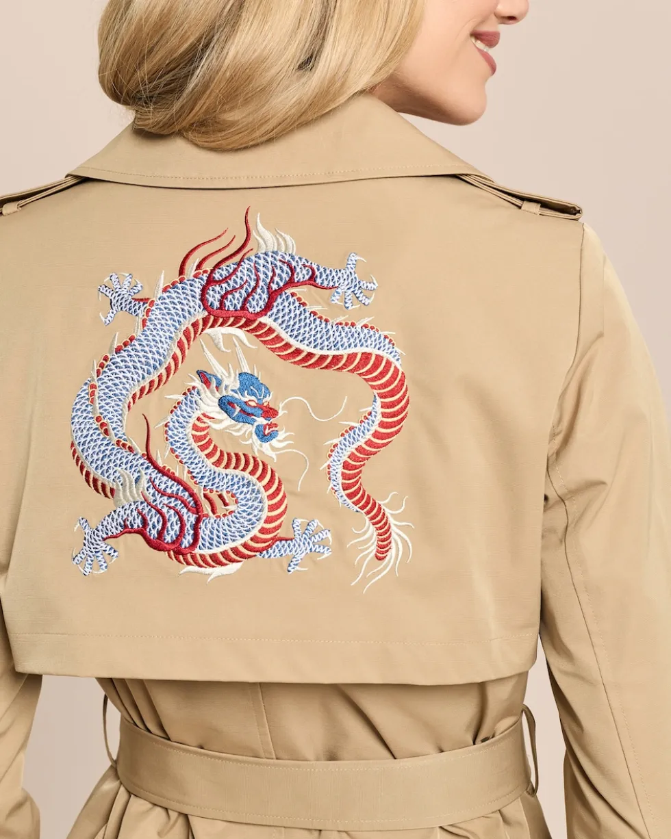 Trenchcoat mit Stickmotiv