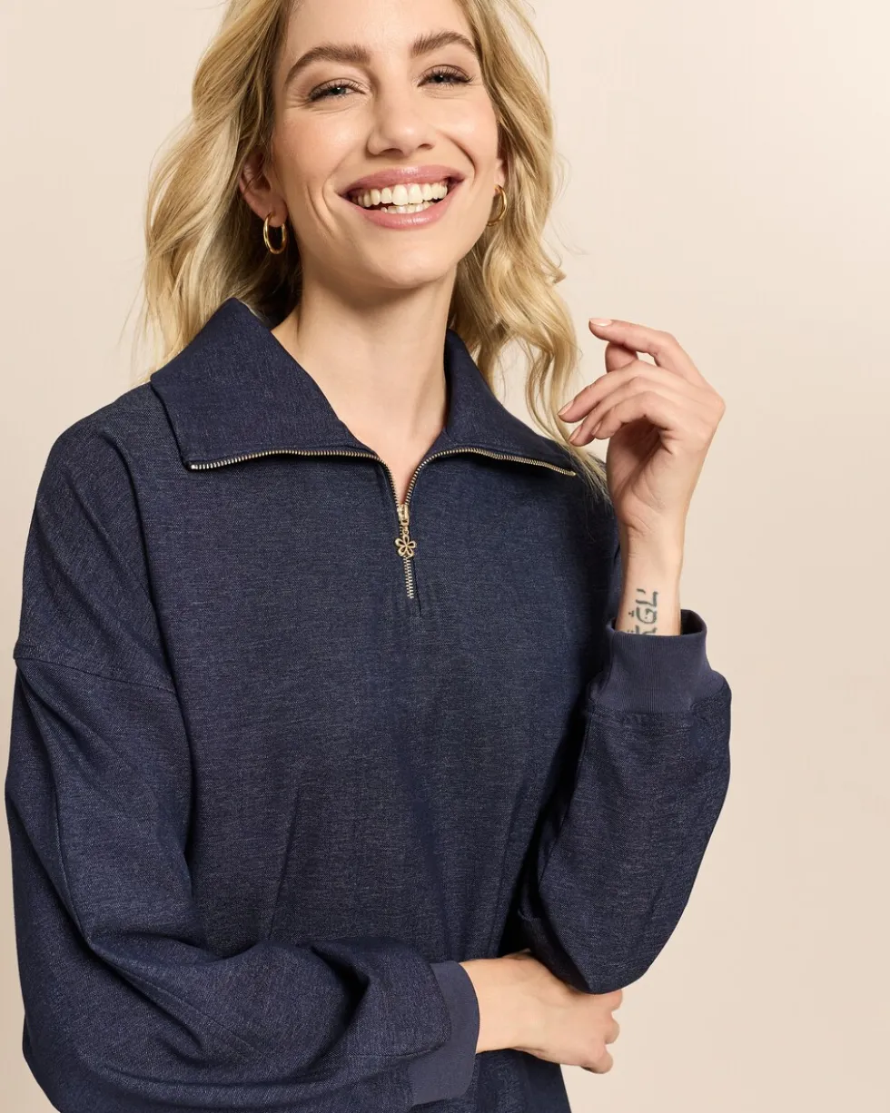 Troyersweatshirt aus Denim Jersey