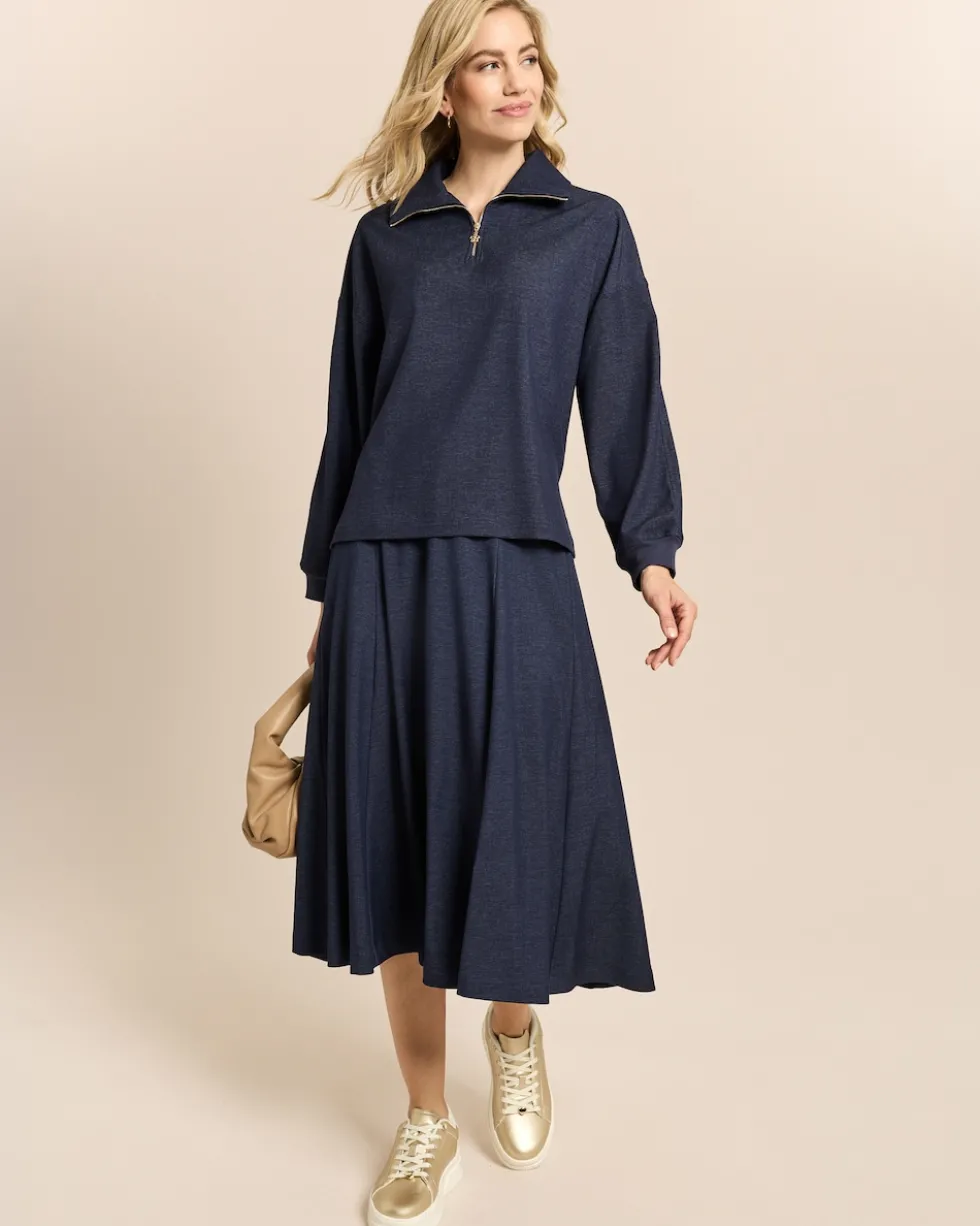 Troyersweatshirt aus Denim Jersey