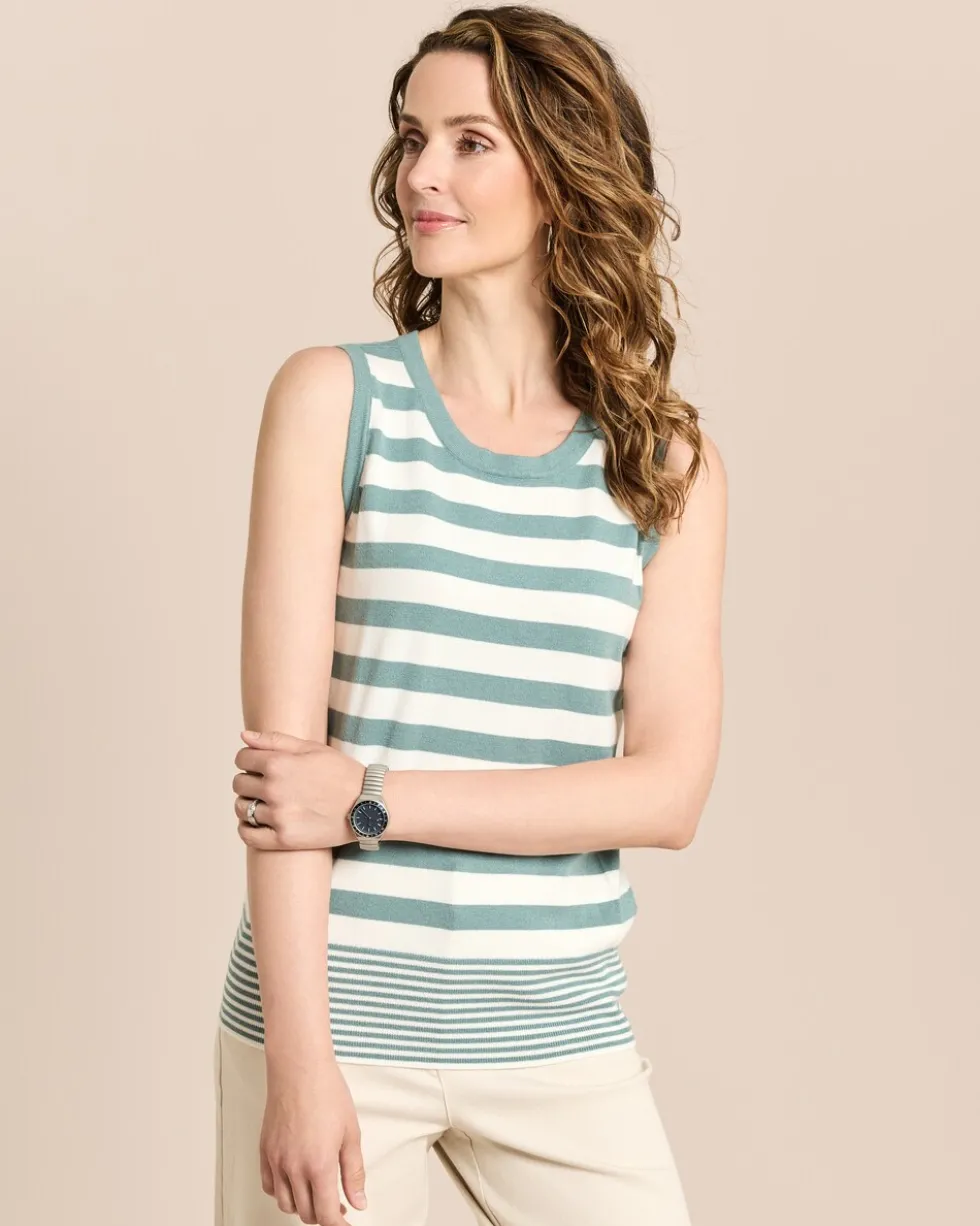 Twin-Set mit Top und Cardigan gestreift