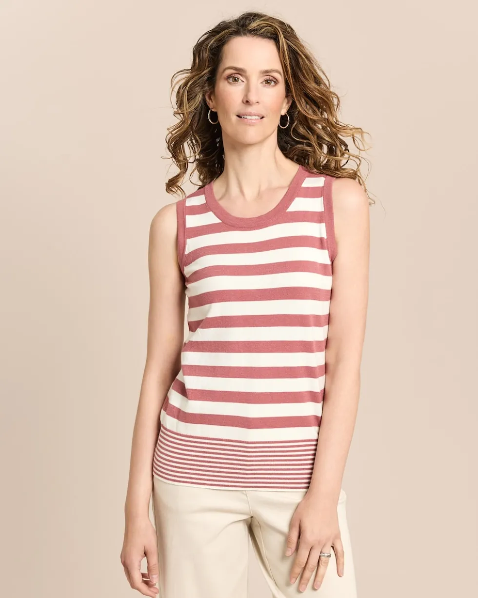 Twin-Set mit Top und Cardigan gestreift