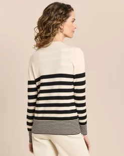 Twin-Set mit Top und Cardigan gestreift