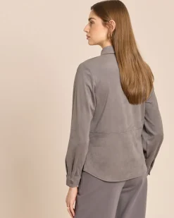 Velourslederimitat Bluse