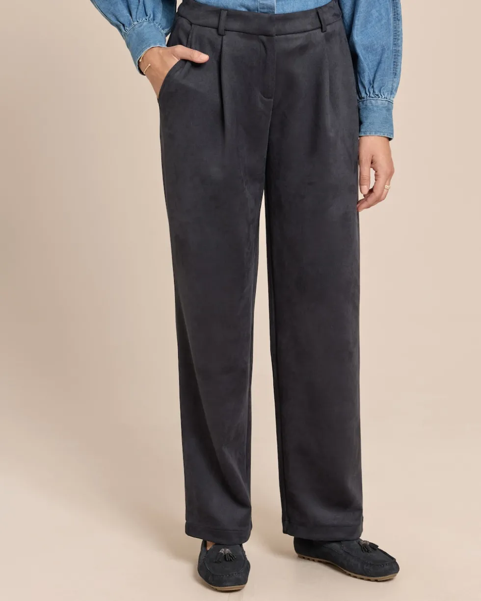 Velours-Stretch Hose mit Falte