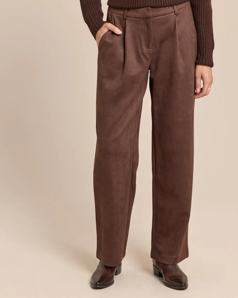 Velours-Stretch Hose mit Falte