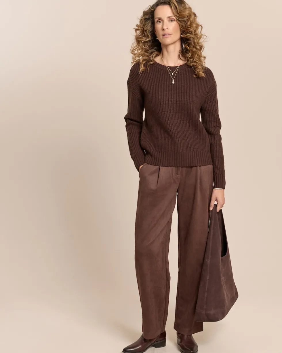 Velours-Stretch Hose mit Falte