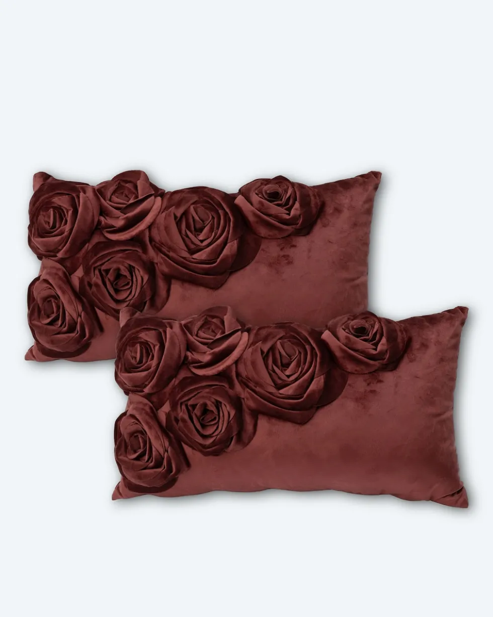 Velvet-Kissen „Rosen Applikation