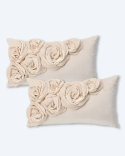 Velvet-Kissen „Rosen Applikation