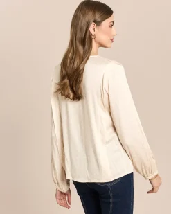 Viskosebluse mit V-Ausschnitt