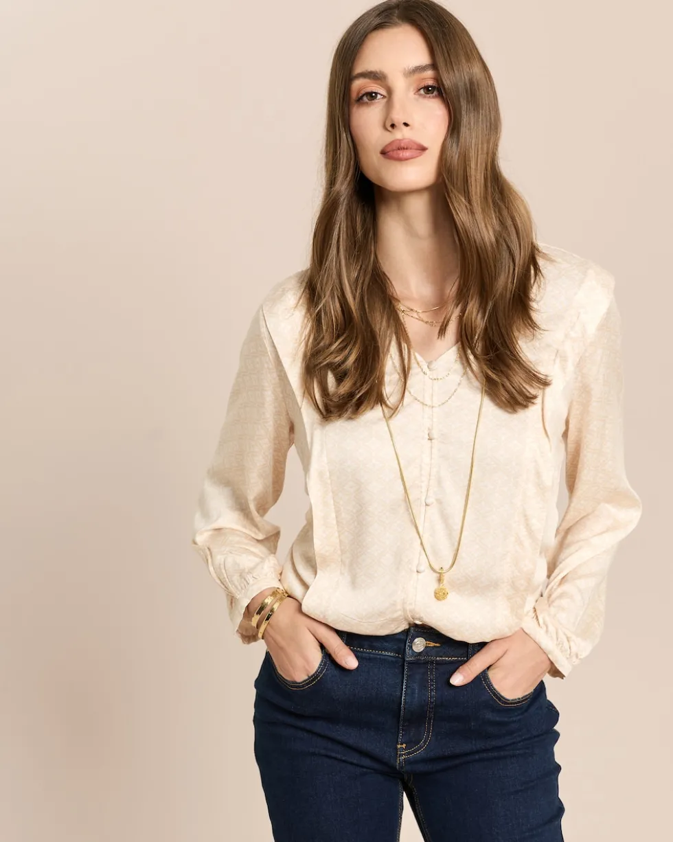 Viskosebluse mit V-Ausschnitt