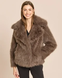 Webpelzjacke mit breitem Kragen