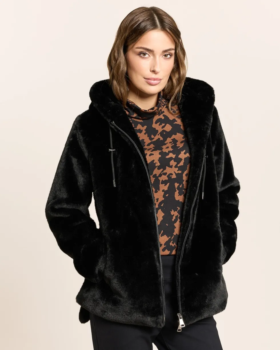 Webpelzjacke mit Kapuze