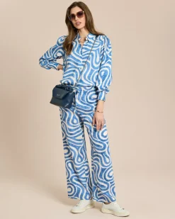 Wide Leg Hose mit Allover-Print