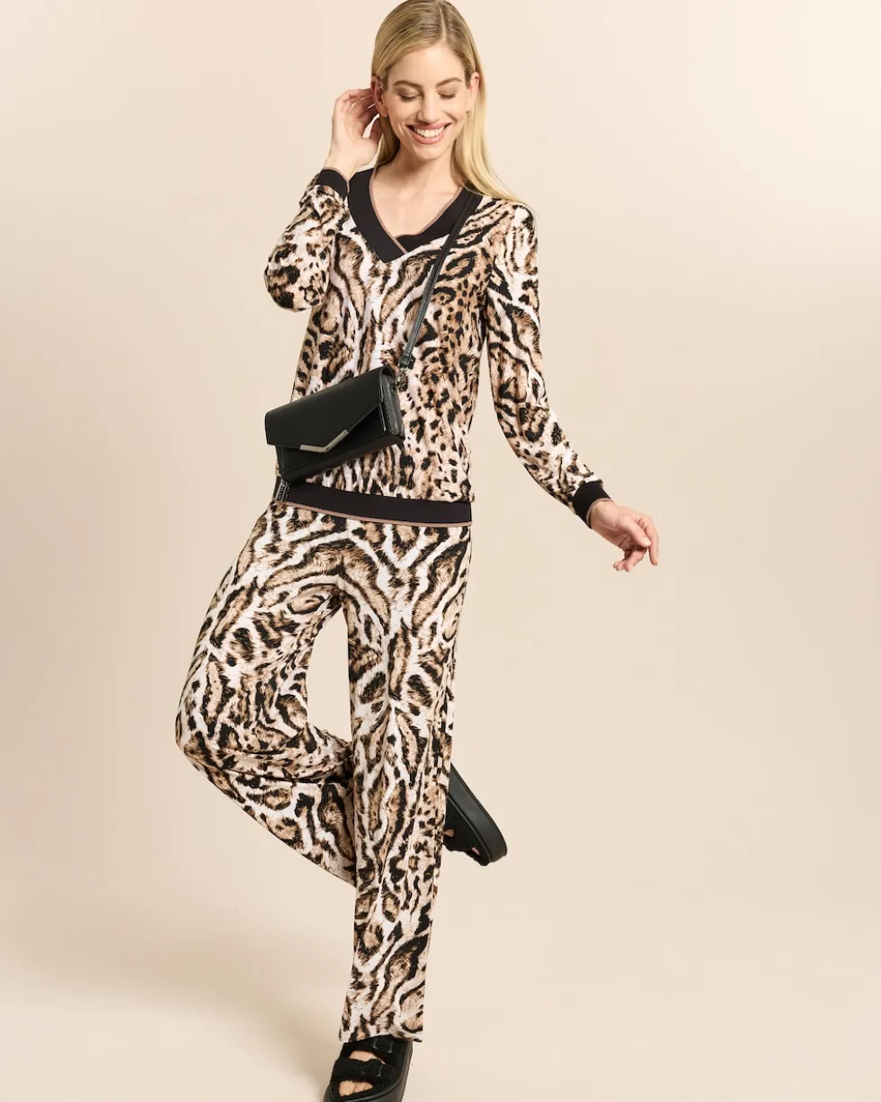 Wide Leg Hose mit Animal Print