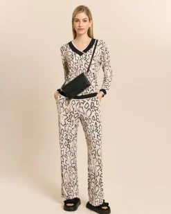 Wide Leg Hose mit Animal Print