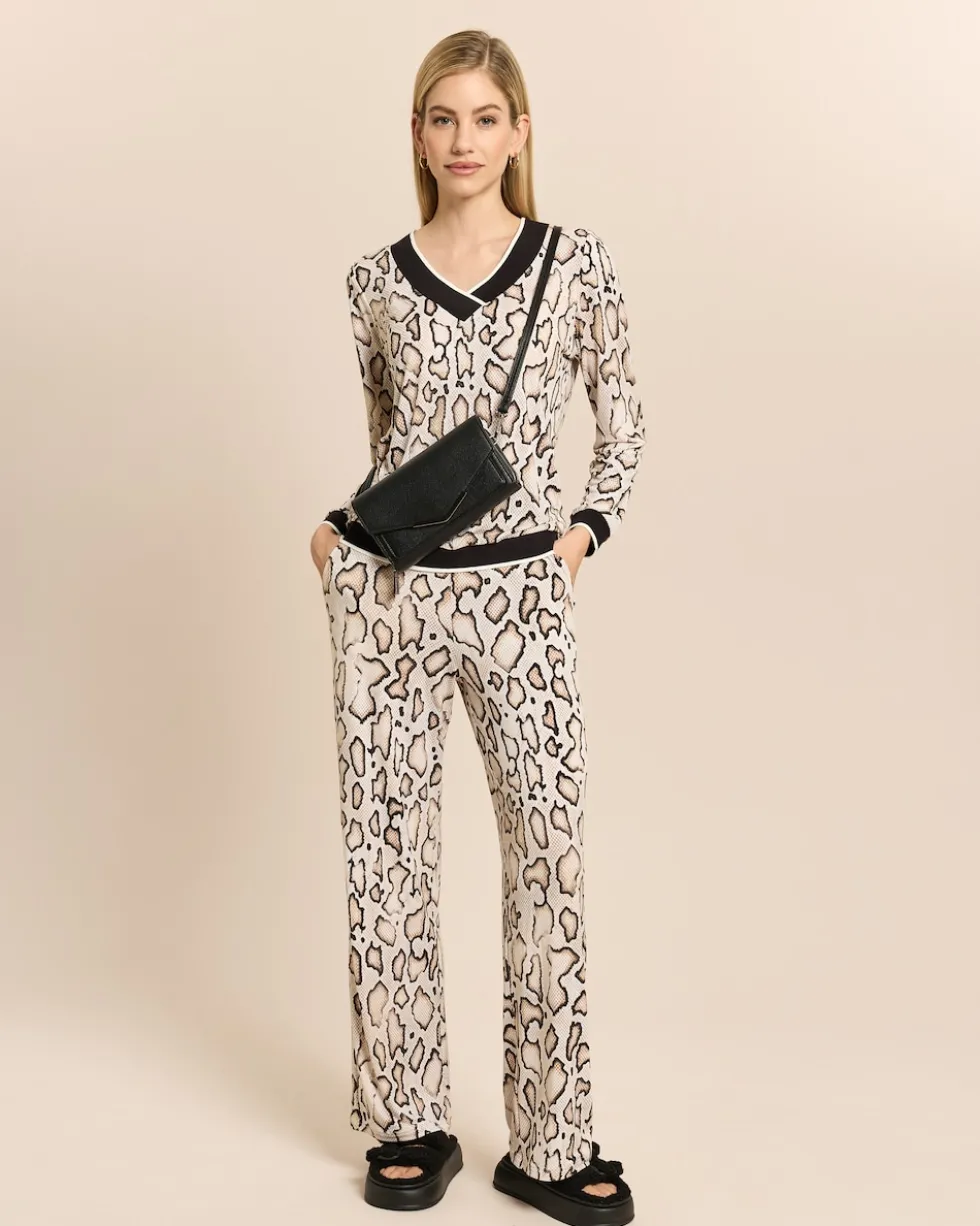 Wide Leg Hose mit Animal Print