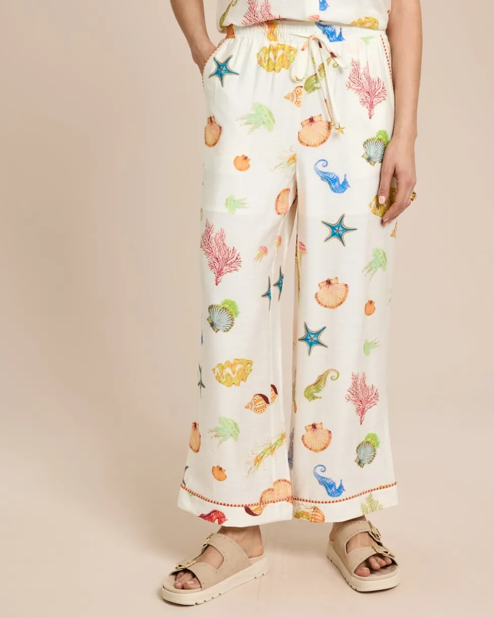 Wide Leg Hose mit maritimem Print