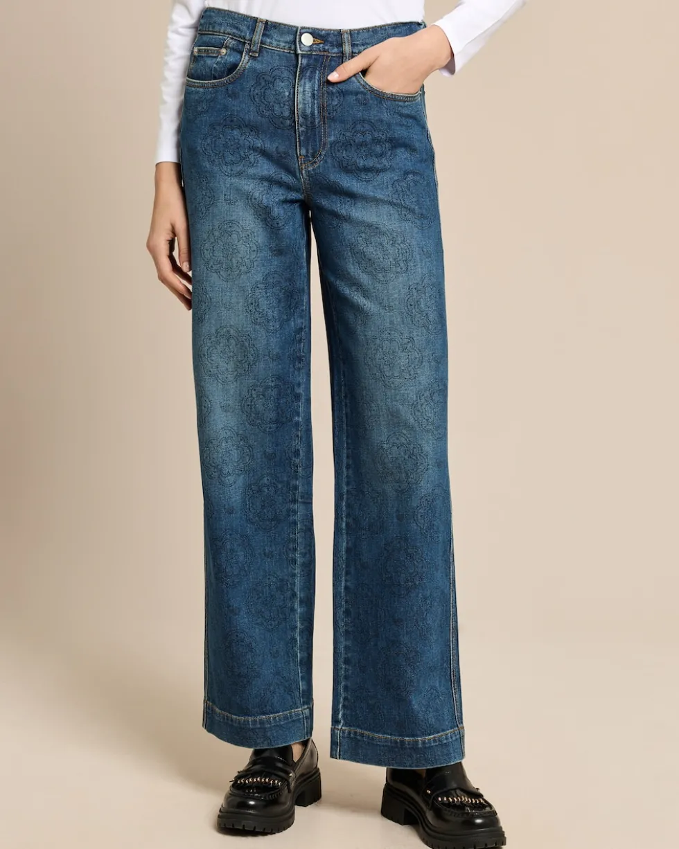 Wide Leg Jeans bedruckt