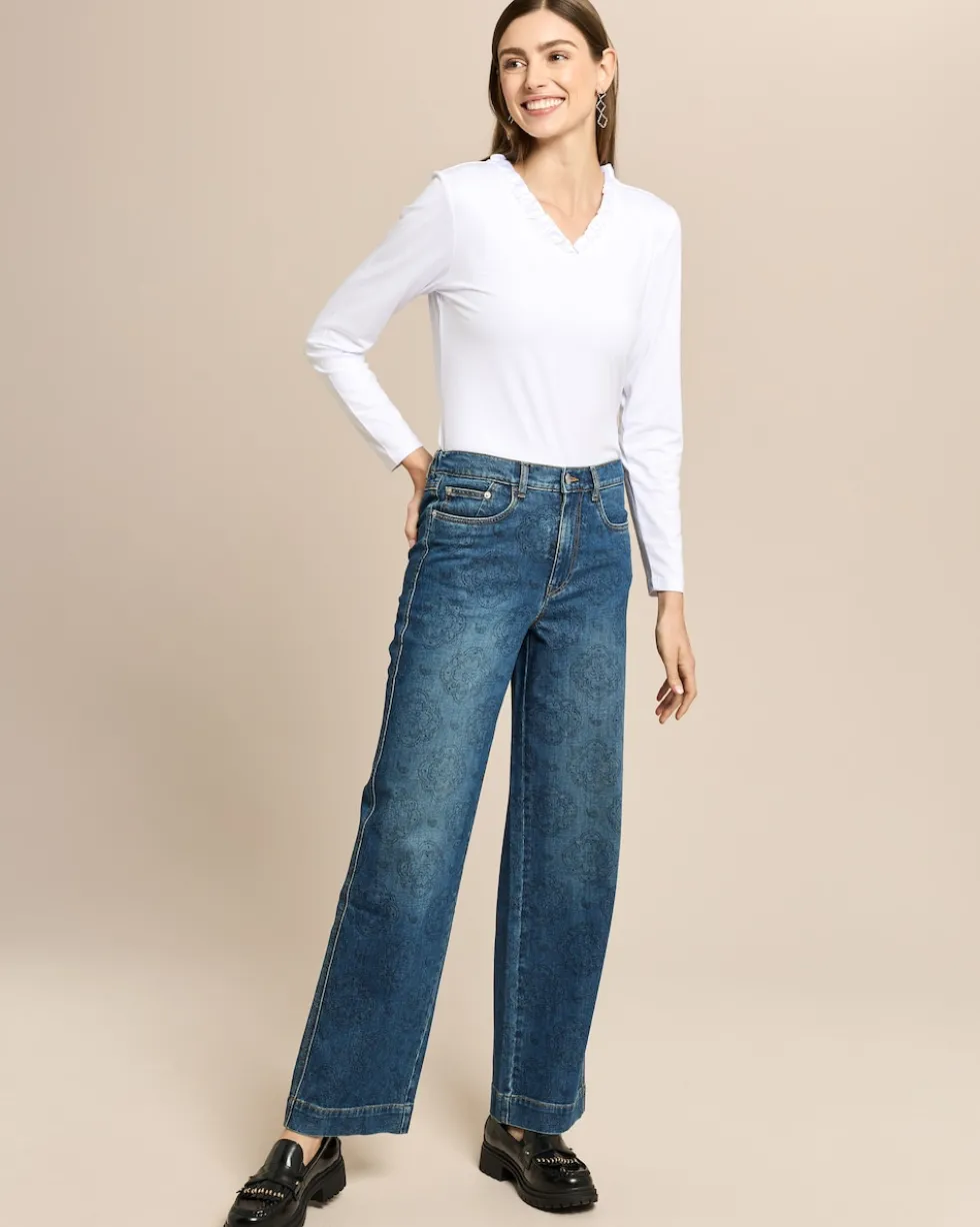 Wide Leg Jeans bedruckt