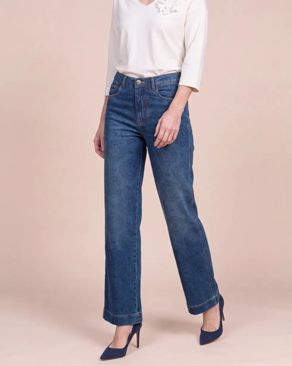 Wide Leg Jeans bedruckt