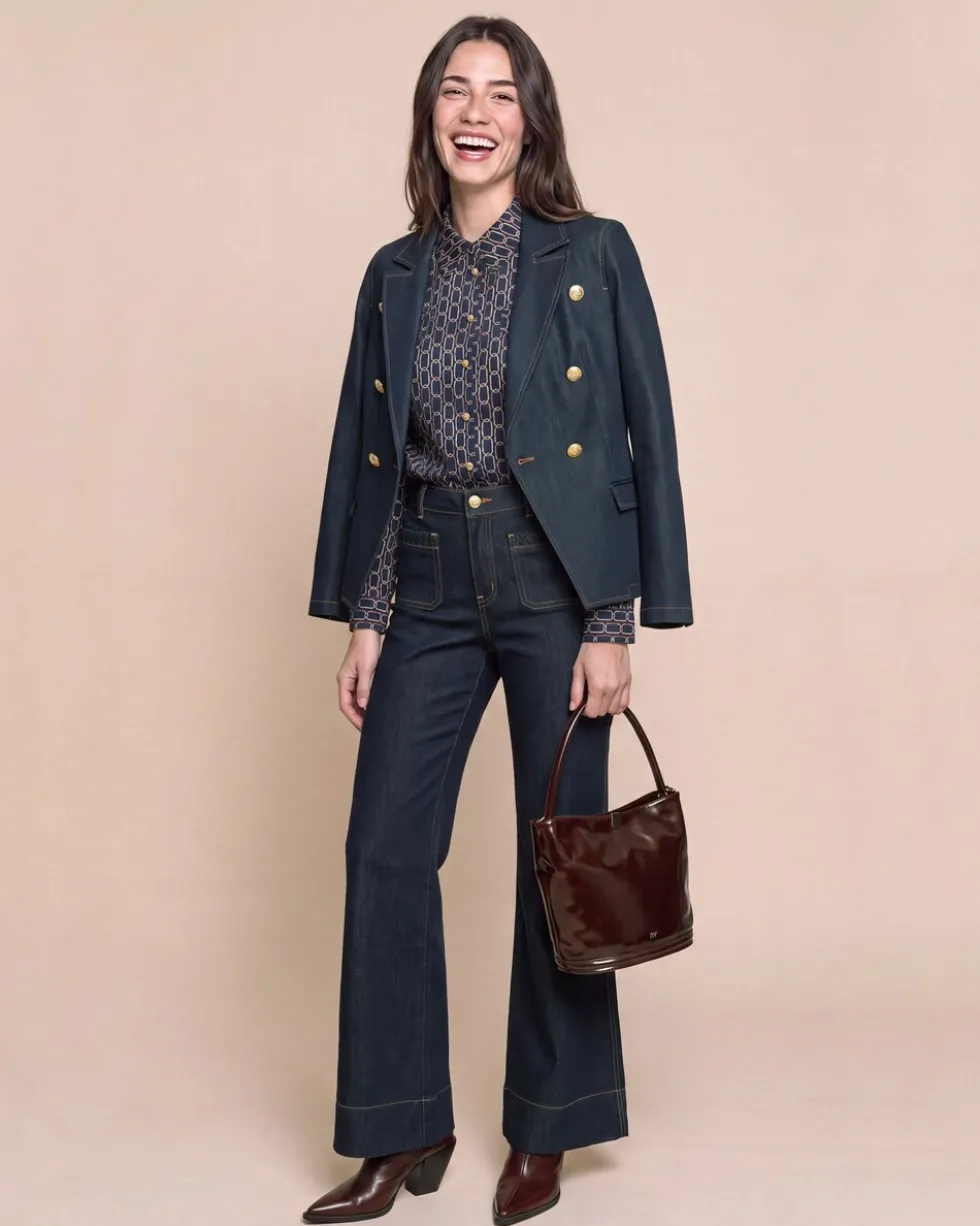 Wide Leg Jeans mit aufgesetzten Taschen