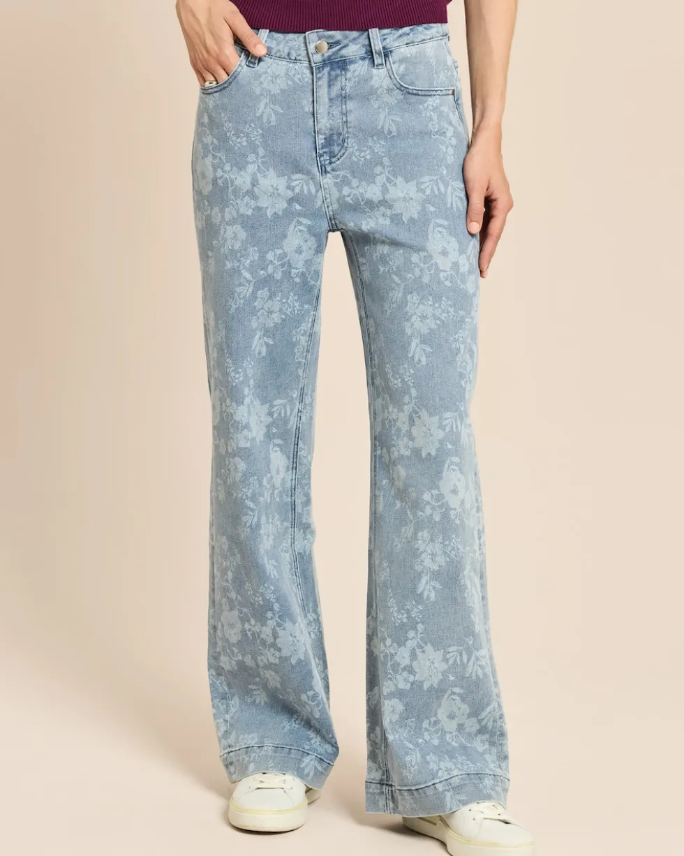 Wide Leg Jeans mit Blumenprint