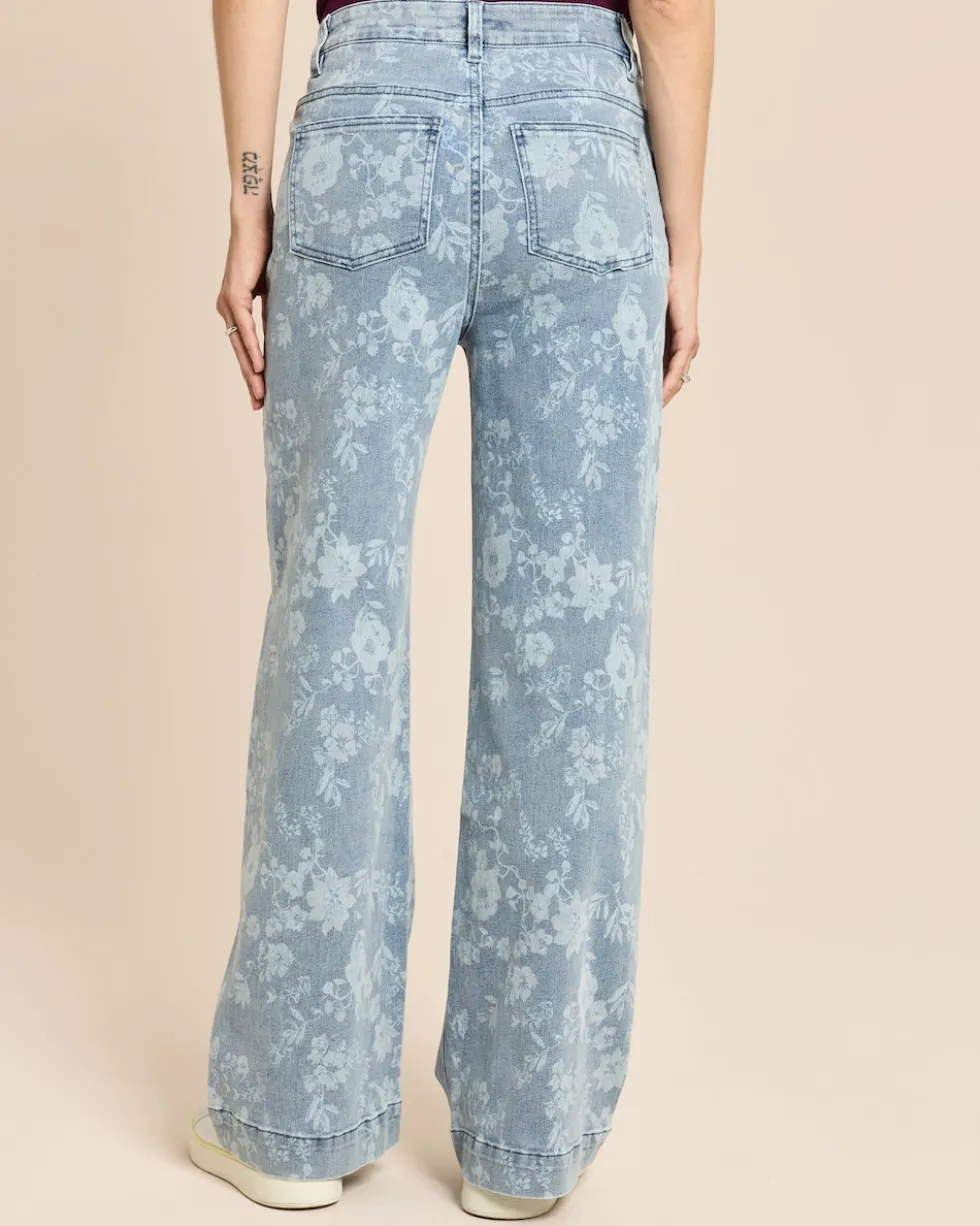 Wide Leg Jeans mit Blumenprint