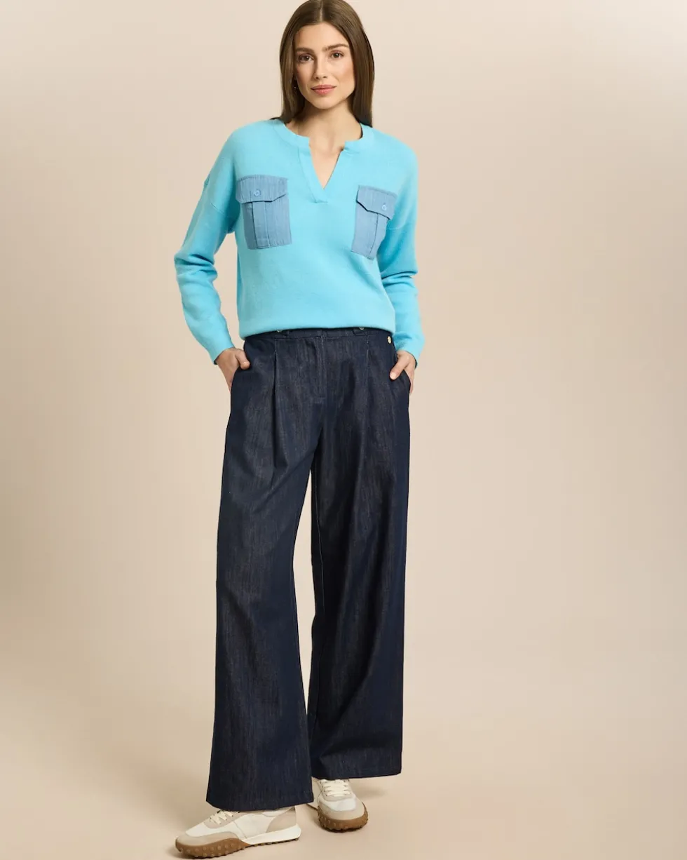 Wide Leg Jeans mit Gürteldetail