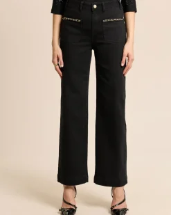 Wide Leg Jeans mit Kettendeko