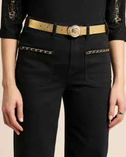 Wide Leg Jeans mit Kettendeko