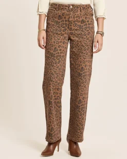 Wide Leg Jeans mit Leo Print allover