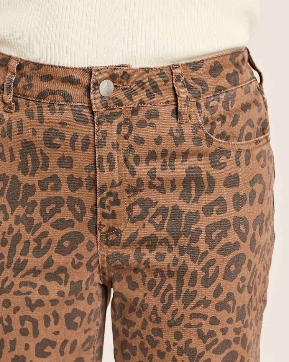 Wide Leg Jeans mit Leo Print allover