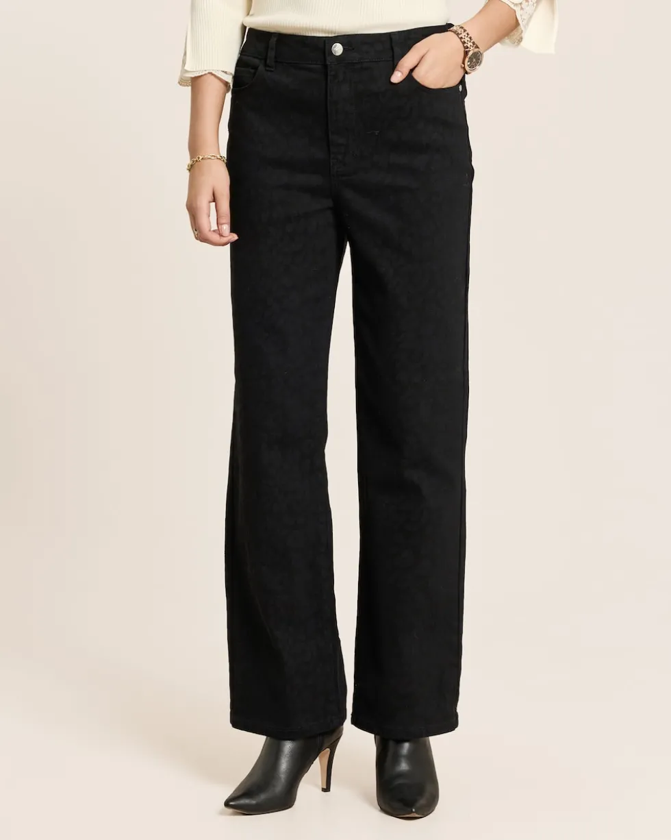 Wide Leg Jeans mit Leo Print allover