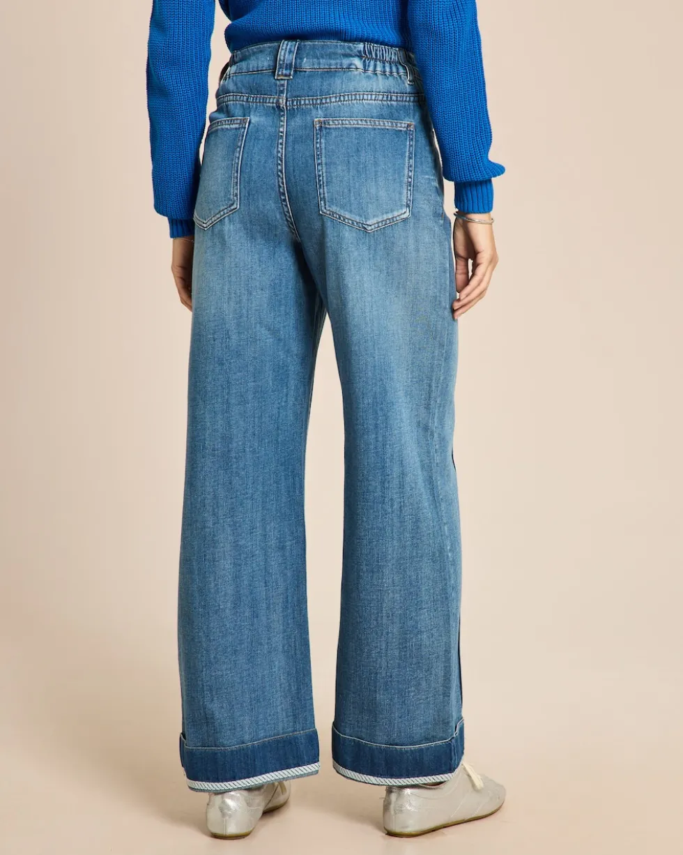 Wide leg Jeans mit Streifendetail