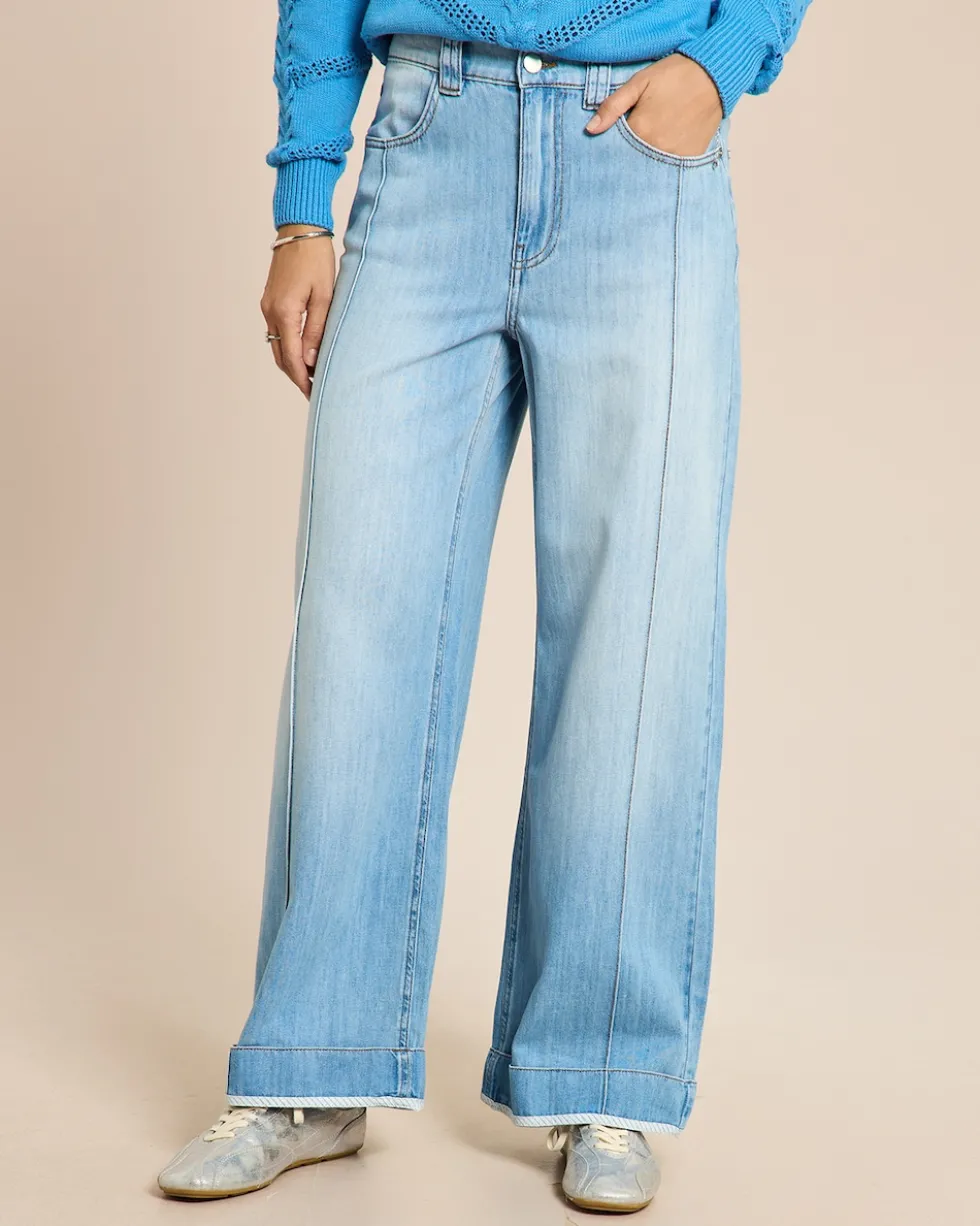 Wide leg Jeans mit Streifendetail