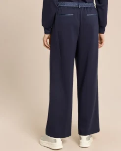 Wide Leg Jersey Hose mit Denimbund