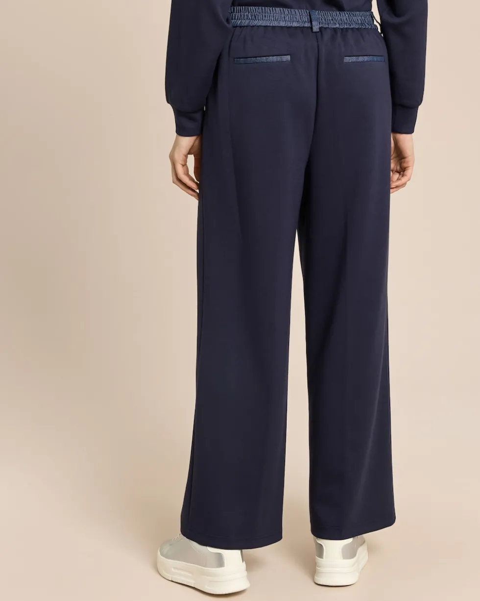 Wide Leg Jersey Hose mit Denimbund