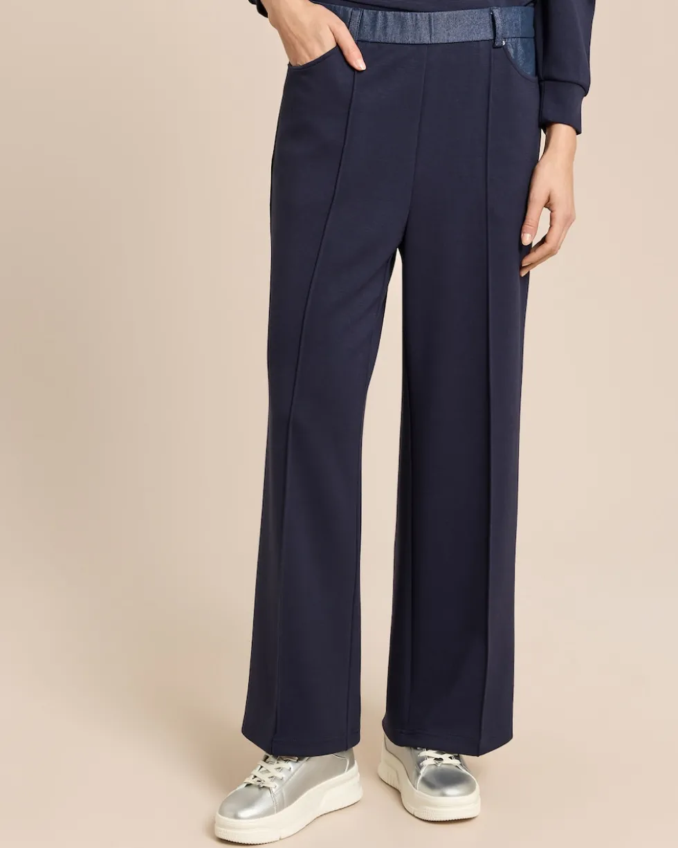 Wide Leg Jersey Hose mit Denimbund