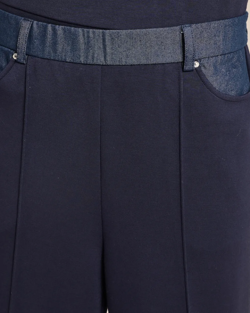 Wide Leg Jersey Hose mit Denimbund