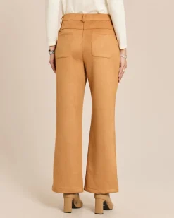 Wide Leg Veloursimitathose mit Details