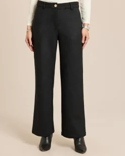 Wide Leg Veloursimitathose mit Details