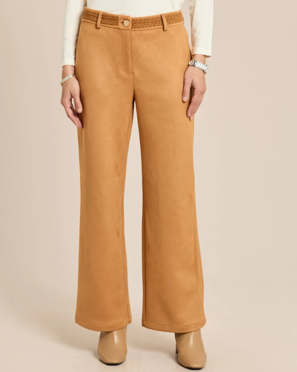 Wide Leg Veloursimitathose mit Details