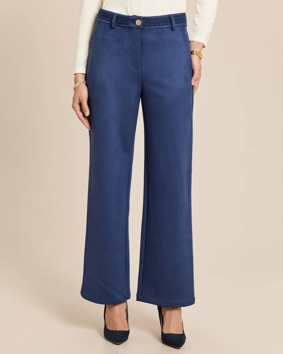 Wide Leg Veloursimitathose mit Details