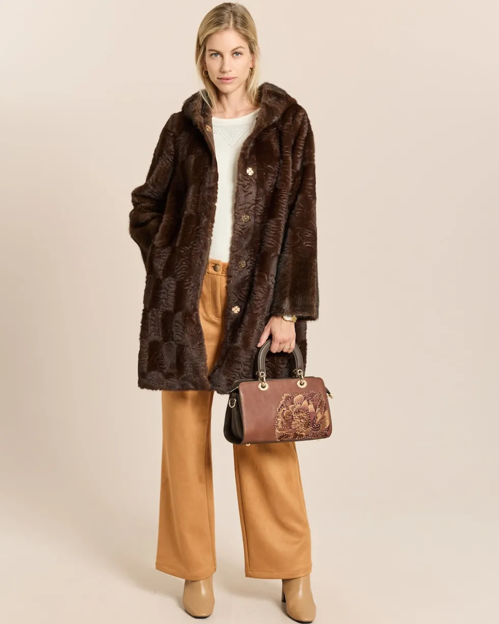 Wide Leg Veloursimitathose mit Details