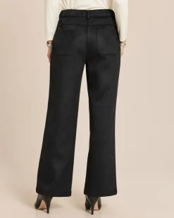 Wide Leg Veloursimitathose mit Details