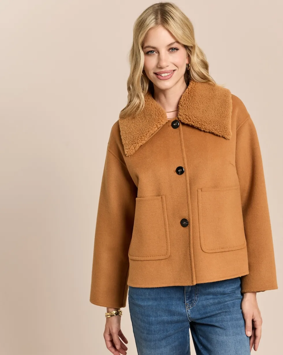 Wolljacke mit Teddy-Kragen