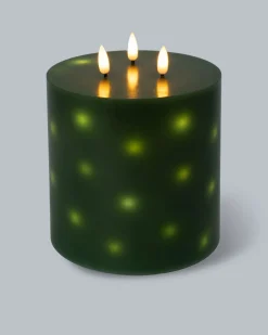 XL Drei-Docht-Kerze mit integrierter LED-Lichterkette